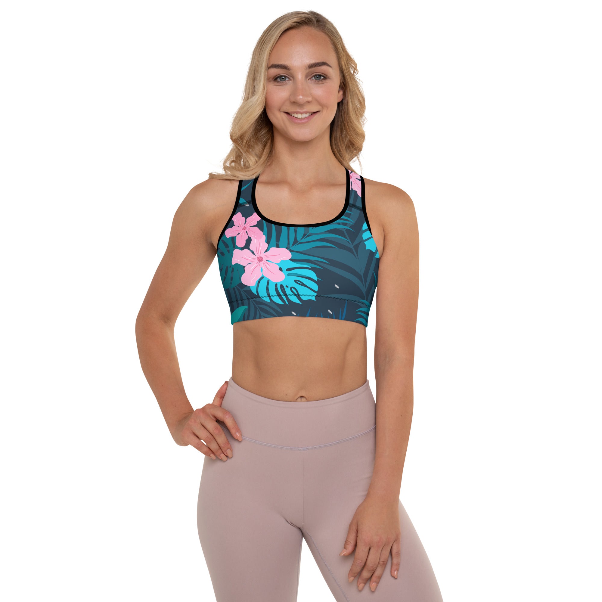 Padded Sports Bra | Tropical Pattern 1