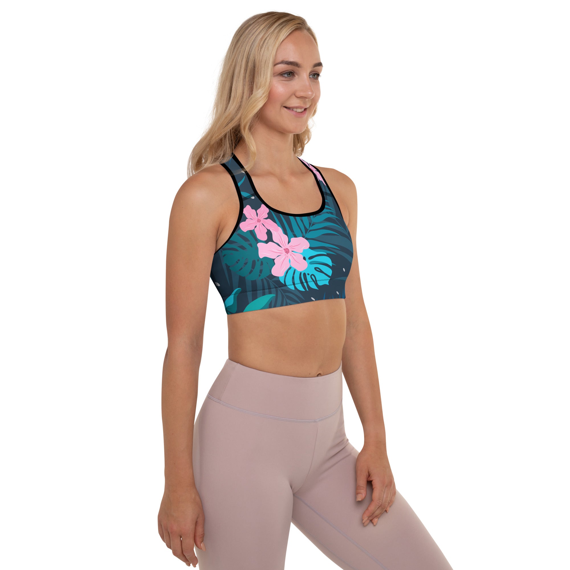 Padded Sports Bra | Tropical Pattern 1