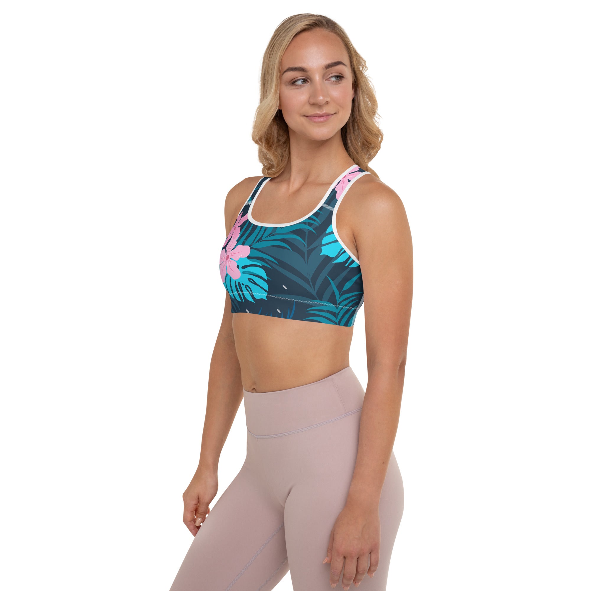 Padded Sports Bra | Tropical Pattern 1