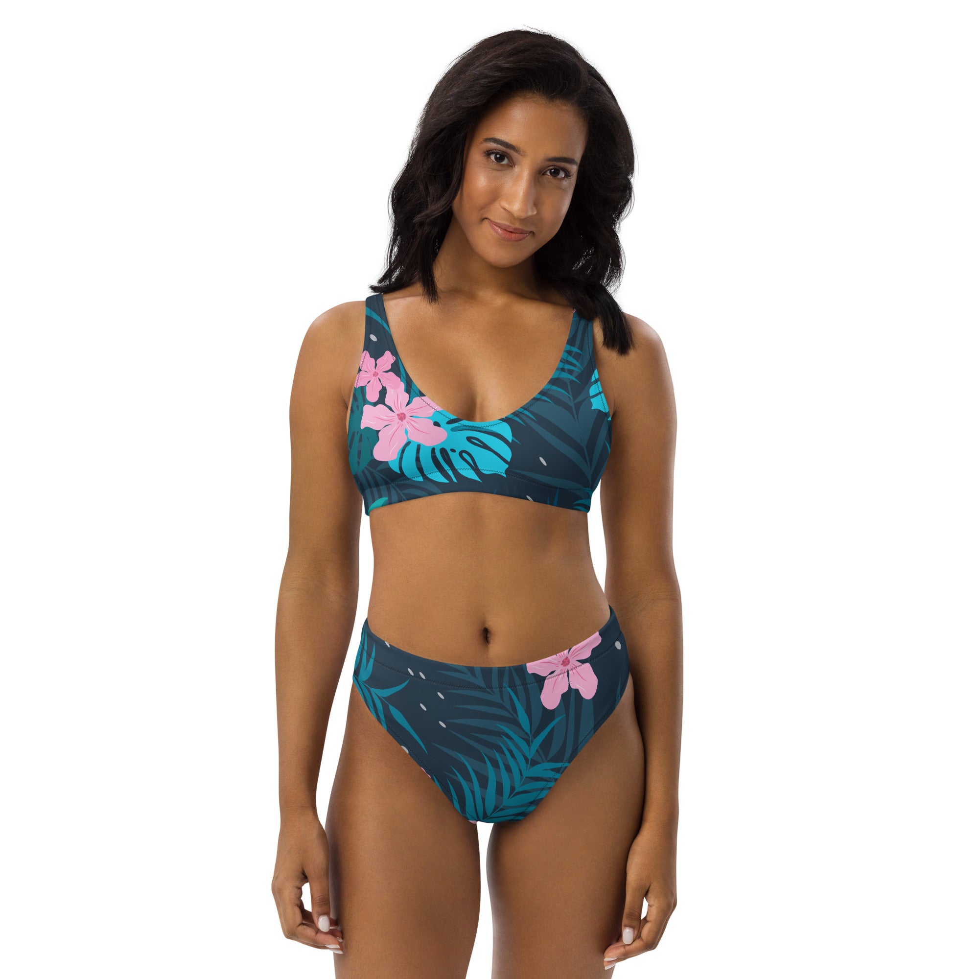 High-Waisted Bikini | Tropical Pattern 1