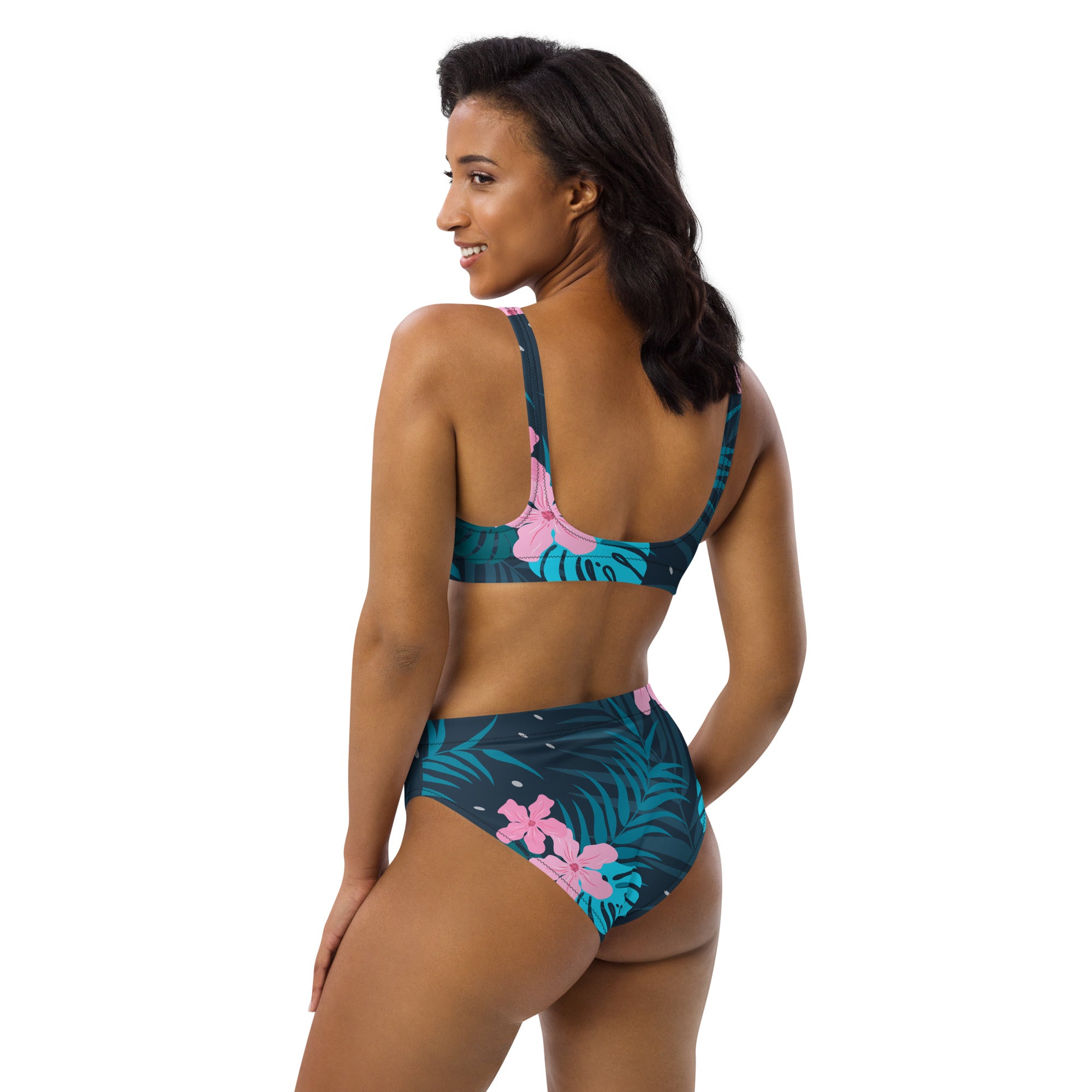 High-Waisted Bikini | Tropical Pattern 1