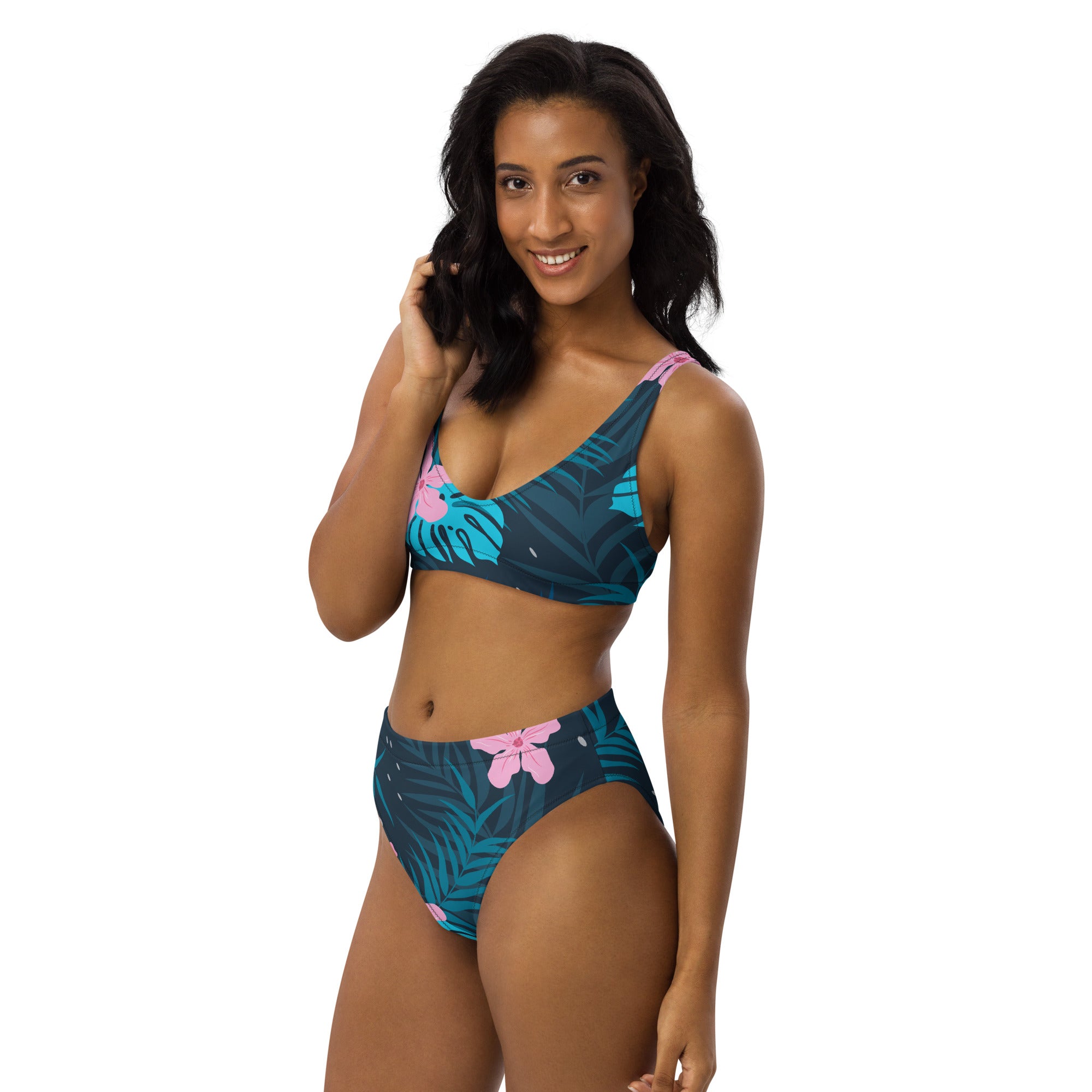 High-Waisted Bikini | Tropical Pattern 1