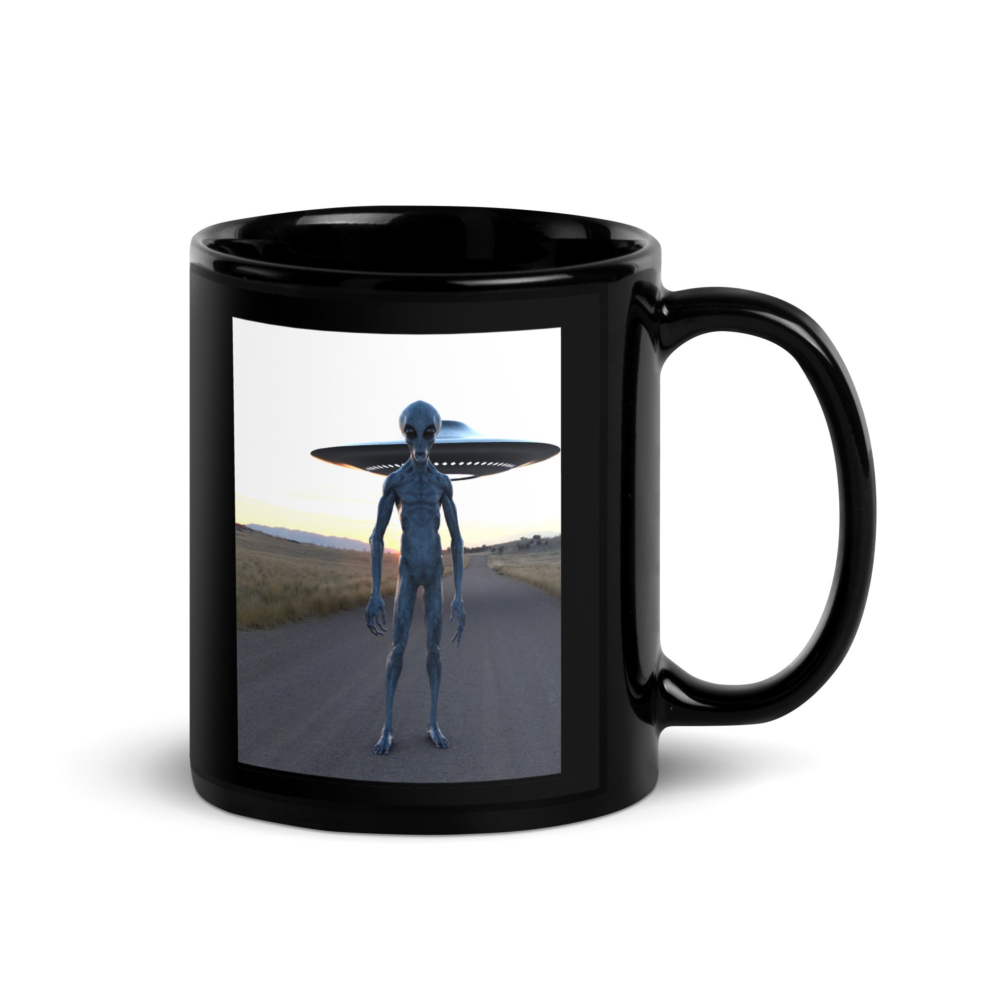 Black Glossy Mug | Alien Visitor