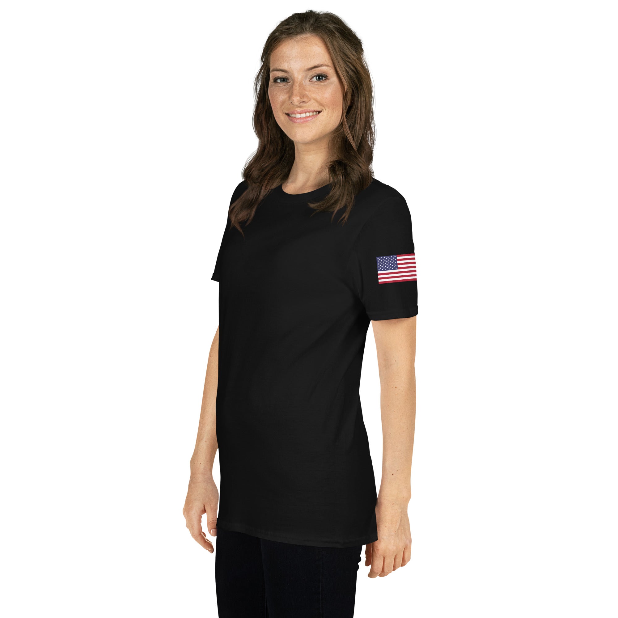 T-Shirt | Gildan 64000 | American Flag, Left Shoulder